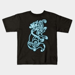 Fenrir Wolf - blue neon Kids T-Shirt